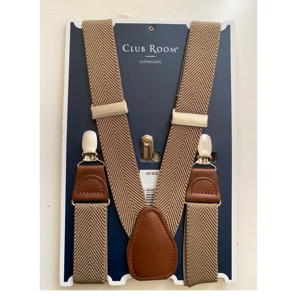 New! CLUBROOM Brown Leather Suspenders One size